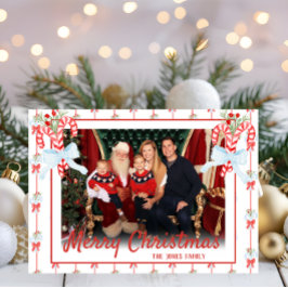 Tarjeta Festiva Foto personalizado, acuarela de Candy Cane