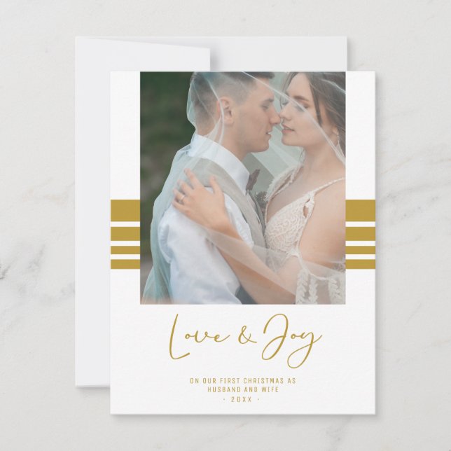 Tarjeta Festiva Foto personalizado de los recién casados Primera N (Anverso)