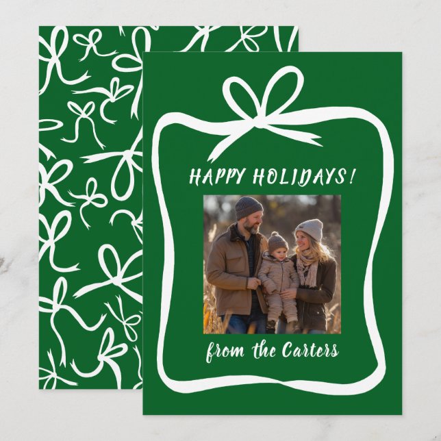 Tarjeta Festiva FOTO PERSONALIZADO de Navidades de marco de cinta  (Anverso / Reverso)