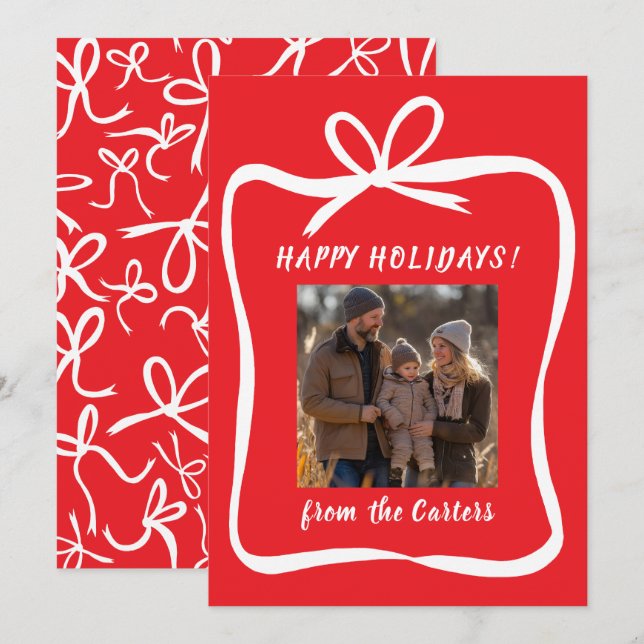 Tarjeta Festiva FOTO PERSONALIZADO de Navidades de marco de cinta  (Anverso / Reverso)