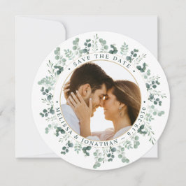 Tarjeta Festiva Foto personalizado Eucalyptus Wedding Save The Dat