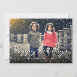 Tarjeta Festiva Foto personalizado Felices Fiestas Navidades Copos