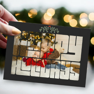 Tarjeta Festiva Foto personalizado Felices Fiestas Textos Navidade
