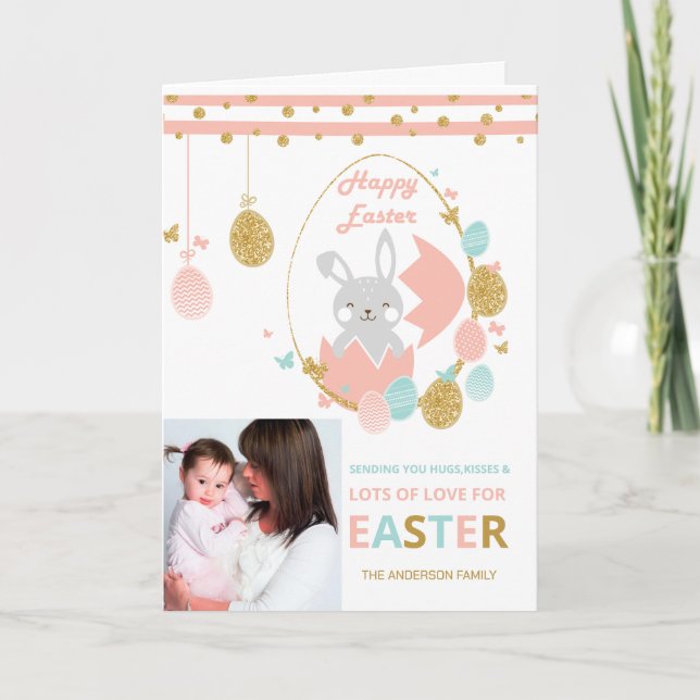 Tarjeta Festiva Foto personalizado Feliz Pascua (Anverso)