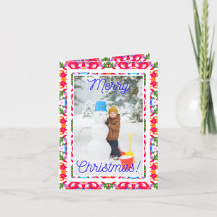 Tarjeta Festiva Foto personalizado Jolly Red Happy Green Merry Chr