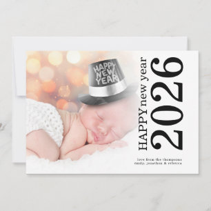Tarjeta Festiva Foto personalizado Texto girado Feliz Año Nuevo 20