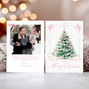 Tarjeta Festiva Foto Pink Merry Christmas