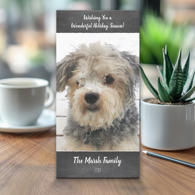 Tarjeta Festiva Foto: pizarra simple con Navidades de guiones (Classic Christmas Photo Card)