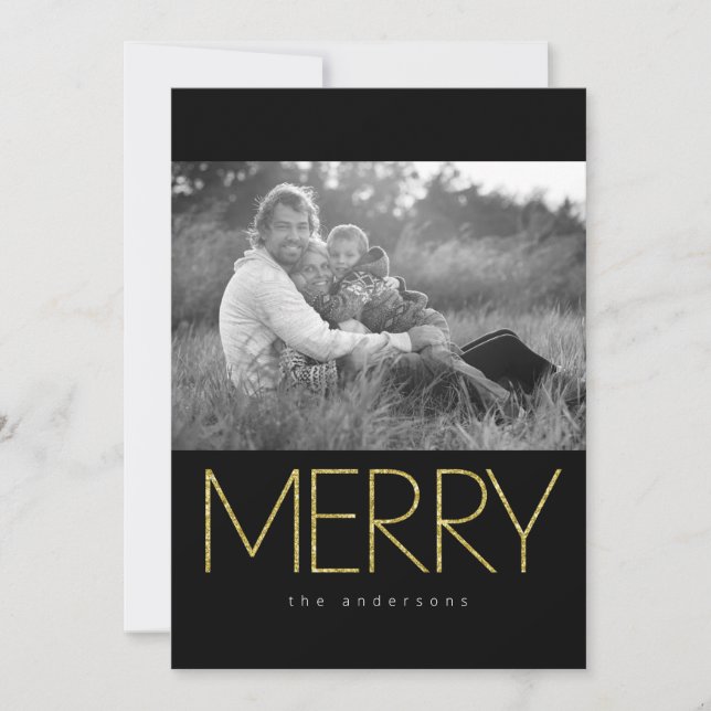 Tarjeta Festiva Foto Purpurinoso MERRY 2 (Anverso)