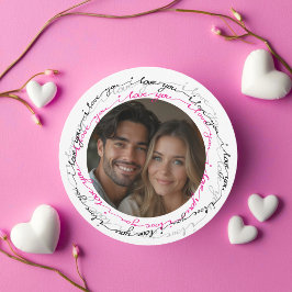 Tarjeta Festiva Foto redonda romántica y corazón te amo