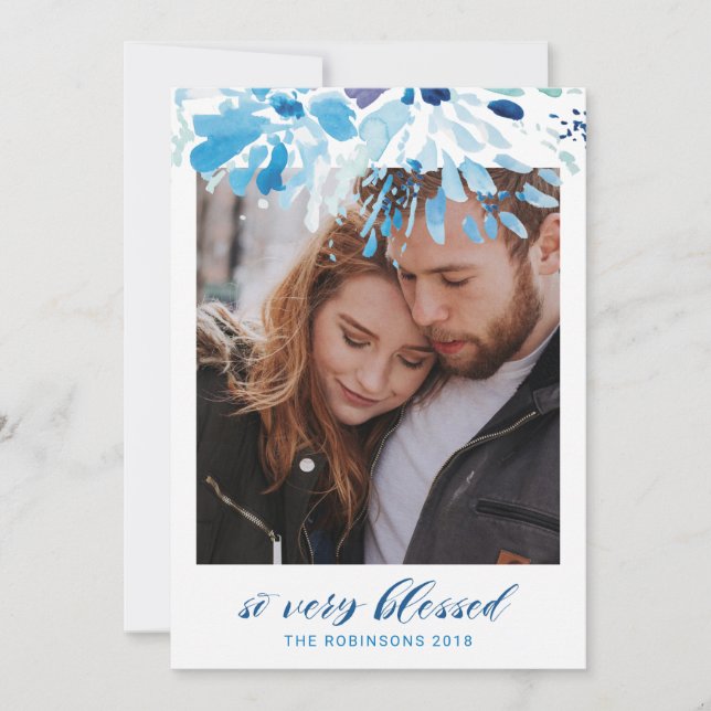 Tarjeta Festiva Foto religiosa de Navidades modernos muy bendecido (Anverso)