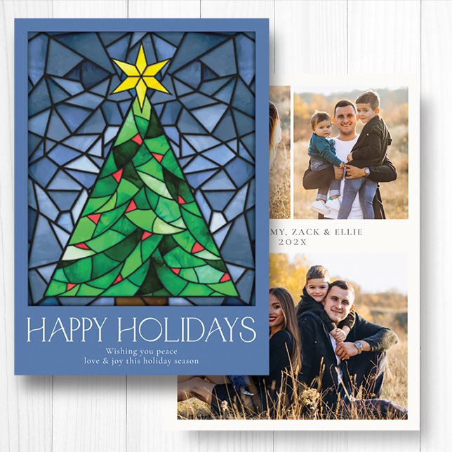 Tarjeta Festiva Foto retro Felices Fiestas Dusty Azul (Subido por el creador)