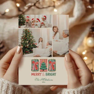 Tarjeta Festiva Foto Retro Navidades Alegres y Brillantes