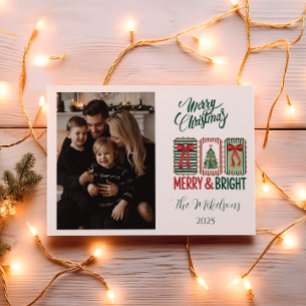 Tarjeta Festiva Foto Retro Navidades Alegres y Brillantes