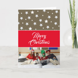 Tarjeta Festiva Foto roja de la familia en las vacaciones de Navid