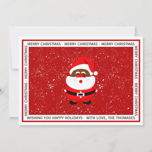 Tarjeta Festiva Foto roja de los Navidades de Santa Claus afroamer (Anverso)