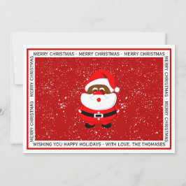 Tarjeta Festiva Foto roja de los Navidades de Santa Claus afroamer