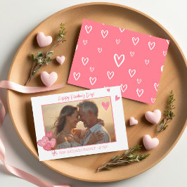 Tarjeta Festiva Foto romántica acuarela Corazón rosa