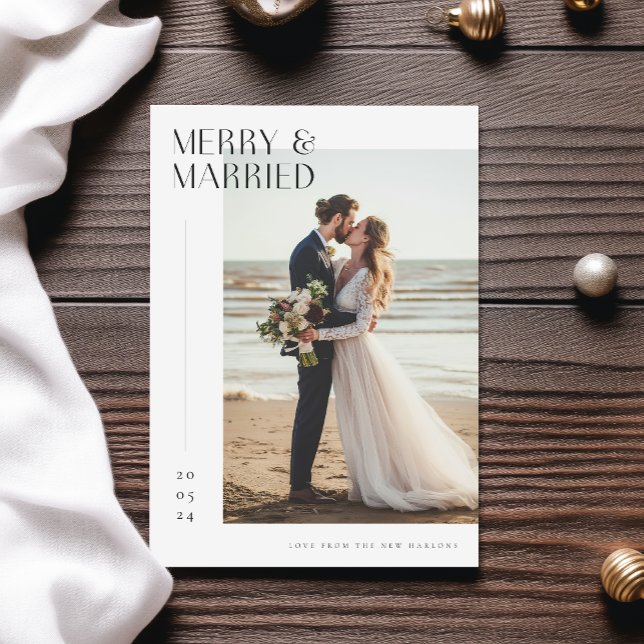 Tarjeta Festiva Foto romántica de recién casados con Navidades cas (Subido por el creador)