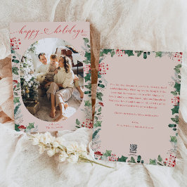 Tarjeta Festiva Foto rosa suave de caligrafía Boho Chic 
