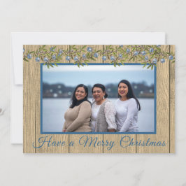 Tarjeta Festiva Foto Rustic Blue Family Ferry Christmas