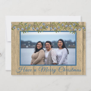 Tarjeta Festiva Foto Rustic Blue Family Ferry Christmas