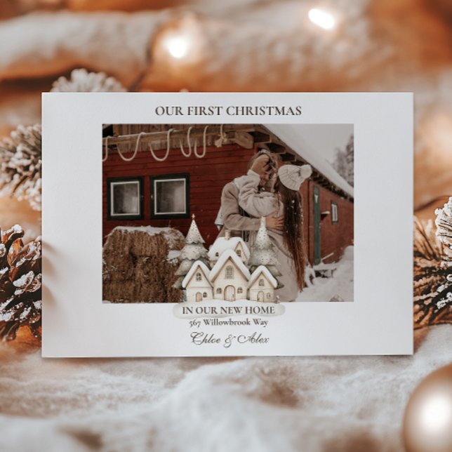 Tarjeta Festiva Foto Rustic Cabin First Christmas Together (Subido por el creador)