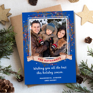 Tarjeta Festiva Foto Rustic Elegant Navidades Family