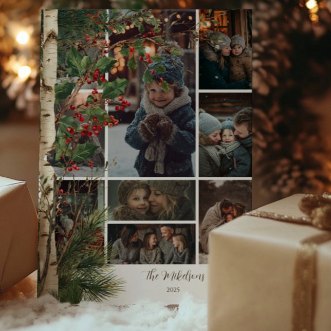 Tarjeta Festiva Foto Rustic Holly Berry Navidades Fiesta (Subido por el creador)