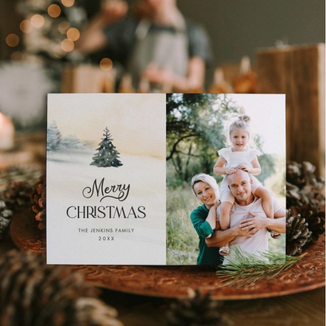 Tarjeta Festiva Foto Rustic Merry Christmas (Rustic Merry Christmas Photo Card)
