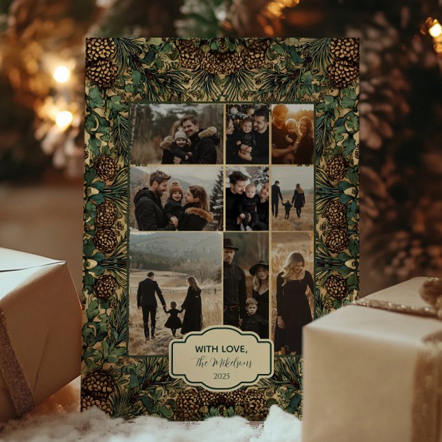 Tarjeta Festiva Foto Rustic Pinecone Navidades botánicos (Subido por el creador)