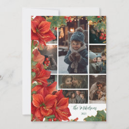 Tarjeta Festiva Foto Rustic Red Amaryllis Navidades