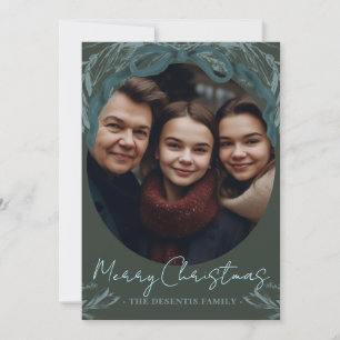 Tarjeta Festiva Foto Rústica de Navidades del marco de la guirnald