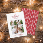 Tarjeta Festiva Foto rústica de Navidades modernos y mínimos<br><div class="desc">Moderna minimalista Navidades rústico elegante tarjeta de vacaciones multifoto. Con texto dibujado a mano y árboles modernos. El color de fondo se puede personalizar.</div>