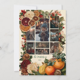 Tarjeta Festiva Foto Rústico Naranja Seco y Navidades de frutas