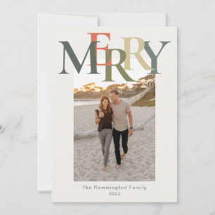 Tarjeta Festiva Foto sencilla de merry Naranja de sabio plano marf