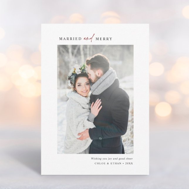 Tarjeta Festiva Foto simple casada y casada con recién casados (Subido por el creador)