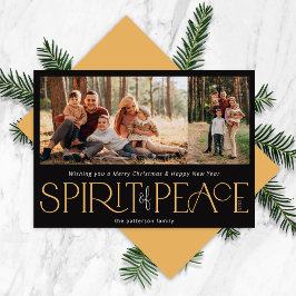 Tarjeta Festiva Foto simple de la paz Oro negro