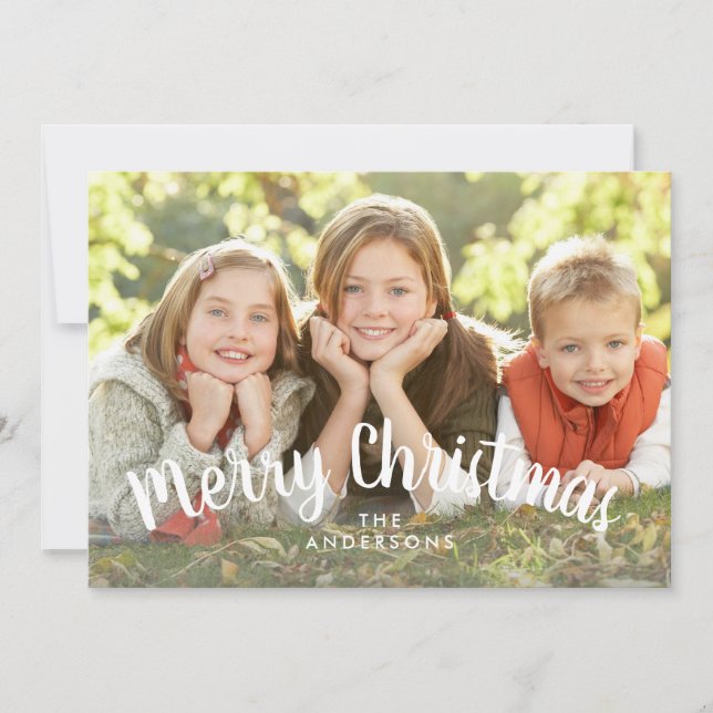 Tarjeta Festiva Foto simple del día de fiesta de la escritura de (Anverso)