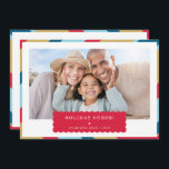 Tarjeta Festiva FOTO SIMPLE moderna de oro rojo geométrico mínimo<br><div class="desc">por kat massard >>> WWW.SIMPLYSWEETPAPERIE.COM<<< An elegant card design featuring quote that you can change yourself! White geometric border on the backside, giving you the opportunity to handwrite a personal message or place a full portrait photo. NOTE >> Póngase en contacto conmigo kat@simplysweetpaperie.com si necesita ayuda para redimensionar sus fotos...</div>