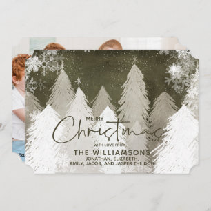 Tarjeta Festiva Foto: Snowy Forest Snowflakes Navidades neutrales