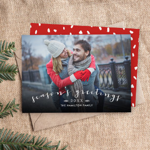 Tarjeta Festiva Foto superpuesta de guión de Moda de saludos de te