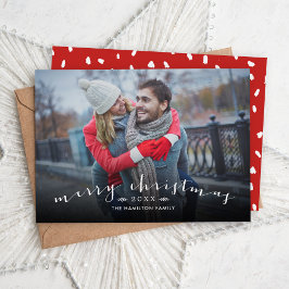 Tarjeta Festiva Foto superpuesta del guión de la Moda navideña de 