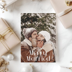 Tarjeta Festiva Foto superpuesta mora Minimalista y casada