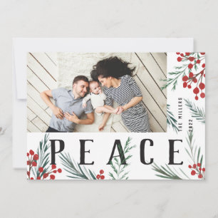 Tarjeta Festiva Foto tipográfica de paz botánica