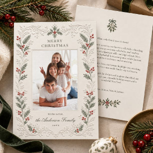 Tarjeta Festiva Foto tradicional de invierno con estilo repujado d