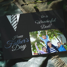 Tarjeta Festiva Foto Traje Negro Feliz Día del Padre 