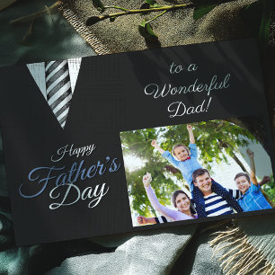 Tarjeta Festiva Foto Traje Negro Feliz Día del Padre 