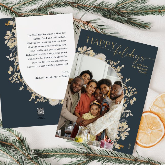 Tarjeta Festiva Foto única de la familia de guirnaldas florales Bl (Subido por el creador)