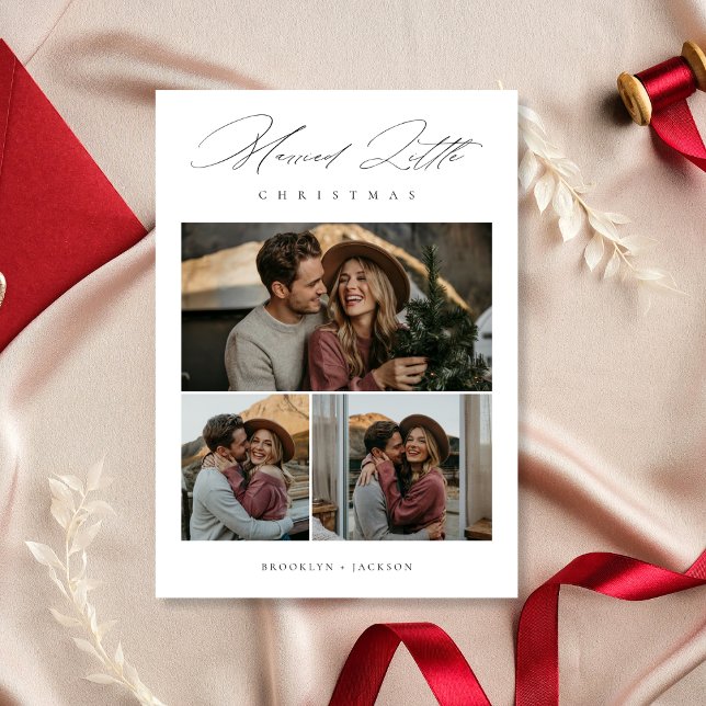 Tarjeta Festiva Foto única de los primeros Navidades recién casado (Subido por el creador)